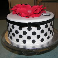 Black And Red I made this for my niece's 18th birhday. It's a 7inch chocolate mud with ganache and fondant. Ribbon/bow is velvet.