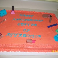 Vanilla Cake With Cream Cheese Icing This was a anniversary cake done for my hair stylist. I attempted to make a small hair dryer to go with it but it was too big to put on top...