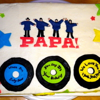 Beatles Cake Made for my father-in-law's 64th birthday. My first experiment with fondant! The design is based on the Beatles Help! album cover. I...