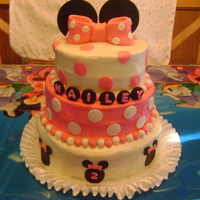 Minnie Mouse Cake I made this for my godchild's 2ND Birthday. It was over 100 outside and I had to drive it 45 min. away. It started to melt a bit. It&#...