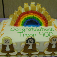 Girl Scouts Bridging Cake I made this for my daughters Girl Scouts Bridging Ceremony to Brownies. I used buttercream frosting. I made NFSC with Royal icing. I want...