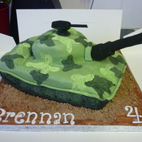 Tank Cake all completly edible. painted the camoflauge on to the fondant. turned out good considering that it was going horribly wrong to start with...