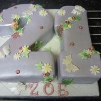 21St Birthday Cake i was mega embarresed about this. the cake looked fine in lilac but a realtive said she wanted flowers and butterflys on it too. i was...