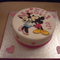 Mickey And Minnie Mouse Cake mickey and minnie handpainted on a fondant cake