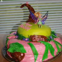 Tinkerbell Cake this cake was for my sisters step daughters bday. i definetly learned a few lessons from making this cake!