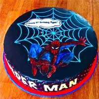 Spider Man Two 16 inch rounds Triple Chocolate Cake with Cookies & Cream Filling. I hand painted Spider - Man and took me just under three hours...