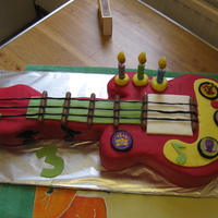 Wiggles Guitar Cake My son loved The Wiggles and wanted a guitar. It was my first time working with fondant icing and very tricky to cover the whole thing. I...