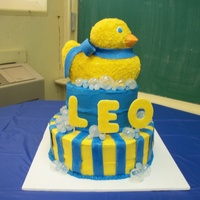 Duck Baby Shower Cake this is my first tiered baby shower cake. i thought that it would be a good oppertunity to learn how to blow bubbles.