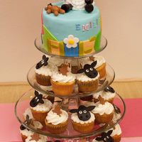 Timmy Time This is a Timmy Time birthday cake I did for a friend's daughter. A 6" cake with 2 doz. cupcakes. Timmy and his teddy was the...