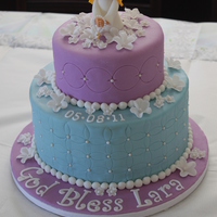 First Holy Communion My daughter's First Holy Communion cake. Marble cake, chocolate swiss meringue buttercream.