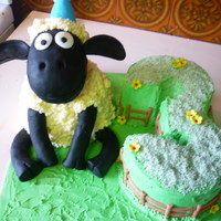 Shaun The Sheep Shaun the sheep for a friends sons third birthday, first time using rkt in a cake, lots of fun :)