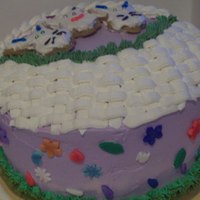 Christening Cake April 2010- I became a god mother! The cake and frosting are both vanilla. Note to self- you cannot use the baking sprays when you are...