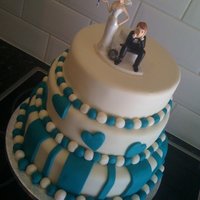 Teal And Ivory 3 Tier Wedding Cake 