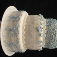 Cornflower Blue And White More practice wedding cake... I should stand up straight when I shoot the photos of this stuff...lolFondant, gumpaste flowers