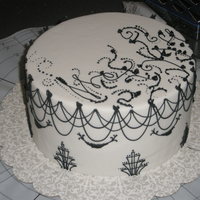 Piping Without A Plan Chocolate cake with chocolate mousse filling, coated with white chocolate ganache and covered in white fondant. Piping is entirely free...