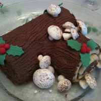 Yule Log/buche De Noel Yule Log/Buche de Noel cake with Meringue Mushrooms