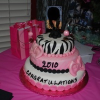 Graduation Cake Pink, white and black, with Zebra print