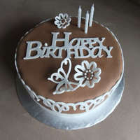 Birthday Cake This is the second fondant cake I've made. It's an 8" cake. Two layers of chocolate with a chocolate buttercream filling (...