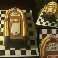 Jukebox Mini-Cake I used a loaf pan and rounded out the top. I used silver petal dust for the accents. Fun cake to make for my best friend's dad - he...