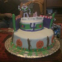 Buzz Lightyear 4Th Birthday This cake was for my sorority sister's godson. This was inspired by pinkicing's cake. The little man was having a Halloween party...