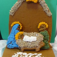 Gingerbread Nativity Scene For this nativity scene, I melted hard lemon candies to make a stained glass center for the star, and used frosted mini wheats for the hay...