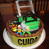 Kit Kat Birthday Cake Made in a super hurry for my nephew. He doesn't speak spanish but I messed up the english part of the caution tape!