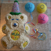 "this Is A First" This was from the Wilton Cake book 2008 it was made for a Lady that turned 101 and she loved Teddy Bears.