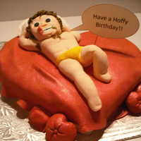 Hoffy Birthday! Yes, this is my rendition of David Hasselhoff laying on a heart shaped bed. All parts made of fondant, minus the speech bubble :)