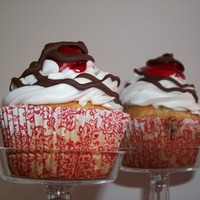 Chocolate Cherry Cupcakes chocolate cupcakes with buttercream icing.