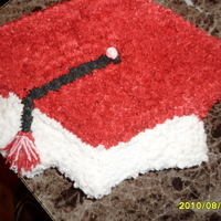 Sflh Graduation Graduation cap on a half of sheet cake