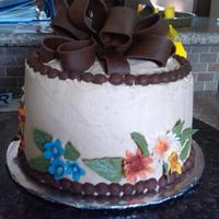 Chocolate Cake Chocolate WASC. Filling is peanut butter frosting with crushed Reese's peanut butter cups (torted for 4 layers). Covered in Belgian...