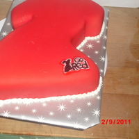 Red Dress American Heart Association Butter cake with French Vanilla Buttercreme filling covered in MMFondant, red velvet mini cupcakes