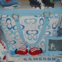 Coach Diaper Bag 8 layer Red Velvet and cream cheese cake and Chocolate cake with french vanilla filling, all covered in Fondant and everything edible,...