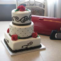 3 Tier Roses Cake Roses and cricut borders were made with gumpaste, the cake was covered with MMF. This was my first attempt at quilting and roses and my...