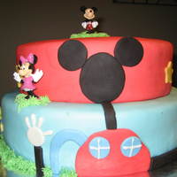 Mickey Clubhouse Cake 12" and 10" cakes with fondant