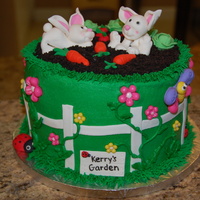 Kerry's Garden Vanilla cake and buttercream frosting with MMF accents. Crushed Oreos for the dirt.