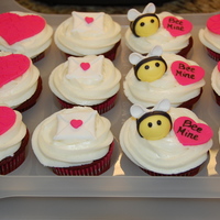Valentine's Cupcakes Red velvet cupcakes with cream cheese frosting and fondant accents. Thanks to all the CCers for the great ideas!
