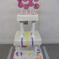 Good Luck-New Job All covered in MMF. Bottom layer is triple chocolate with peanut butter filling and chocolate ganache. Top two layers are sour cream pound...