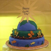 Happy Earth Day 2010! My first fondant covered cake...