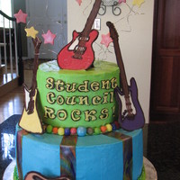 Student Council Rocks I did this cake for my daughter's Student Council end of year party. It is done in buttercream, fondant and chocolate.