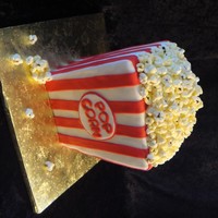 Popcorn Cake chocolate cake with vanilla bean buttercream, marshmallow "popcorn"