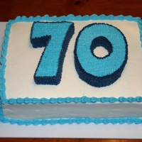 70Th Birthday Cake Yellow cake and buttercream icing with fondant trim.