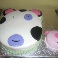 Cow And Piggy Birthday Cake Another birthday cake inspired by the invitation for a 1st. birthday party