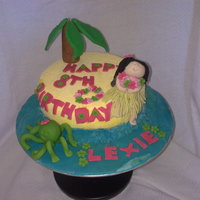 Hula Tropical Island Cake Tropical island theme birthday cake. Beach is made from polenta. Palm tree needs a bit more work - the leaves were sugarpaste and I think...