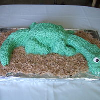 Green Dinosaur All buttercream, green Dinosaur for my son's birthday
