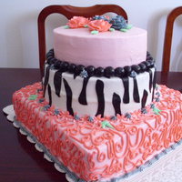 Happy Mother's Day 3 Tier Buttercream cake, zebra print made out of fondant.