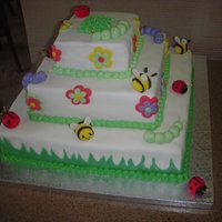 Bug Cake For 1St Birthday Bug cake for a coworker's daughter's first birthday. It was my first attempt at making a square tiered cake. The ladybugs and bee...