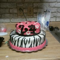 Zebra Striped Birthday Cake A zebra striped birthday cake for my husband's cousin's birthday. All covered in MMF and black Fondarific fondant. The numbers...
