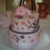 Pink & Brown Baby Shower Cake 2 tier, chocolate, banana, caramel, cheesecake...(pregnant women cant make up their minds) cake. The colors and patterns were made to match...