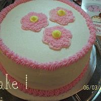 Wilton Course 1 Cake This is my 1st cake from Wilton Course 1. I think this would have been much better if I had centered those flowers a little bit better. But...